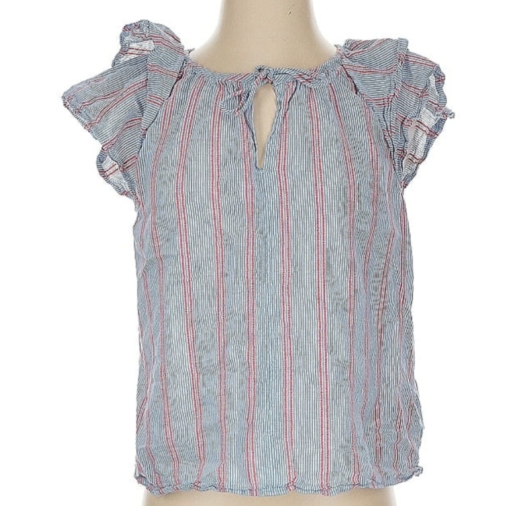 Lilla P Striped Ruffle Sleeve Top